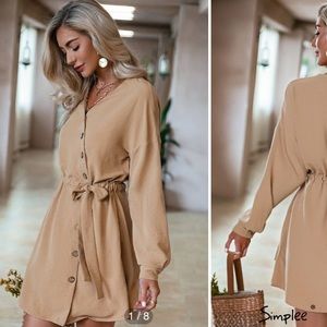 NWT Button Down Tie Dress